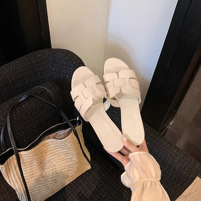 【シューズ】スクエアトゥ 太ヒール サンダル レディース 通勤OL 夏用 外履き