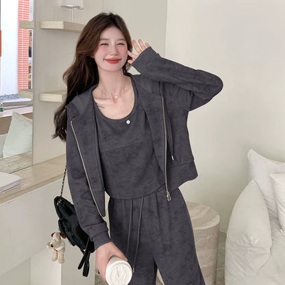 3点セット！【セットアップ】ミラード風コーデ ユニークなタイダイ柄 春秋 カジュアルスポーツOOTD 3点上下セット【JZシリーズ】