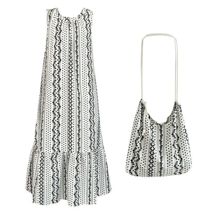 【ワンピース】バッグ付き 韓国風 気質 民族風 フラワープリント 夏新作 ノースリーブワンピース【SHシリーズ】