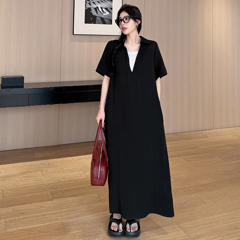 【ワンピース】☀️夏 新作 大きいサイズ レディース 綿麻ロングワンピース 半袖 ゆったり コットンリネン 体型カバー【JZシリーズ】