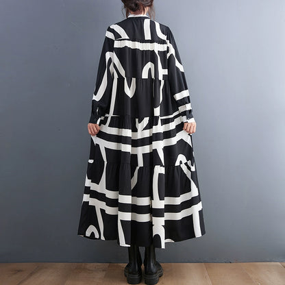 【ワンピース】春 秋 冬プリント 体型カバ 長袖 ワンピース 【SHシリーズ】