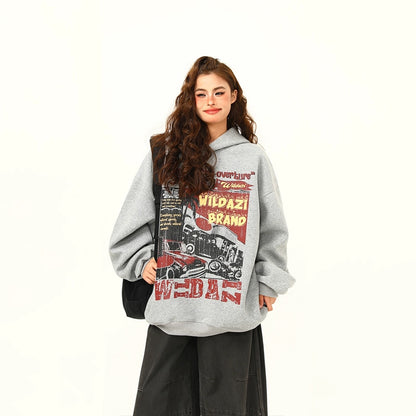 【トップス】秋冬新作✨美式ヴィンテージプリントパーカー  ユニセックス ペアコーデ対応 カジュアルスウェット【FCシリーズ】