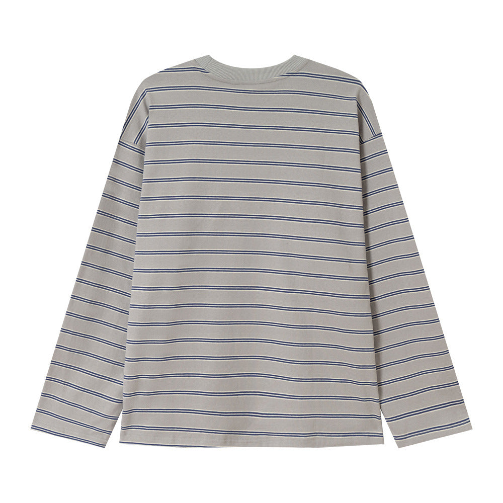 【トップス】レトロ配色ストライプロンT ユニセックス レディース 長袖Tシャツ デザインカットソー 春コーデ【FCシリーズ】