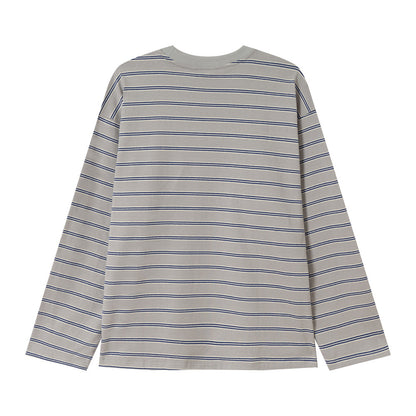 【トップス】レトロ配色ストライプロンT ユニセックス レディース 長袖Tシャツ デザインカットソー 春コーデ【FCシリーズ】