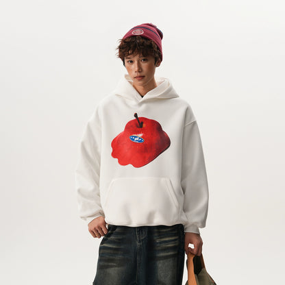 【60%OFF⭐️先行スタート！】【トップス】アップルプリント 男女兼用 ゆったり カジュアル パーカー【FCシリーズ】