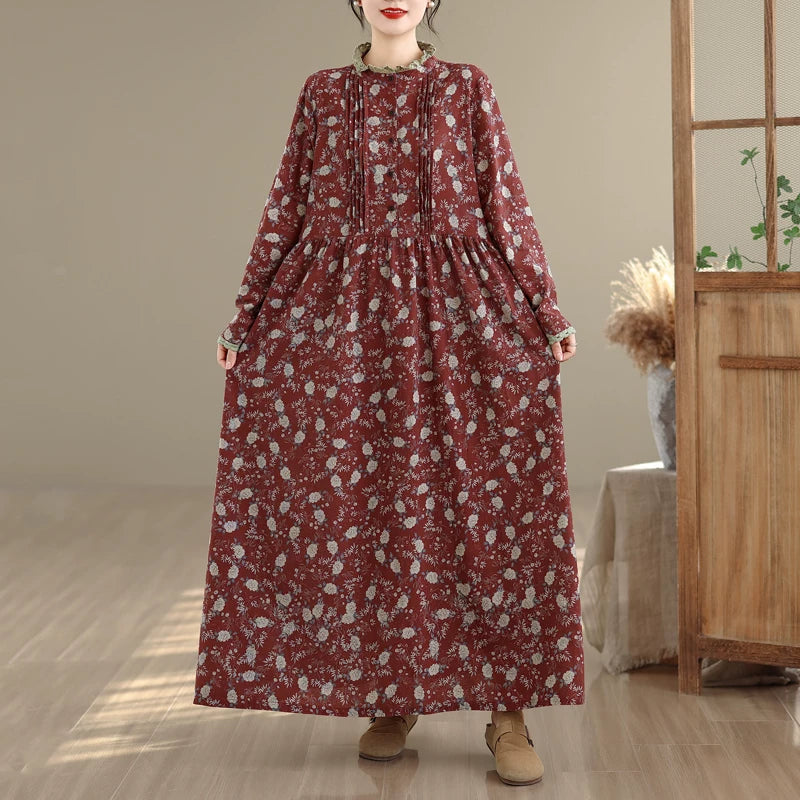 期間限定⭐️60%OFF【ワンピース】大きいサイズ プリント  フリルカラー 長袖 ワンピース 【SHシリーズ】