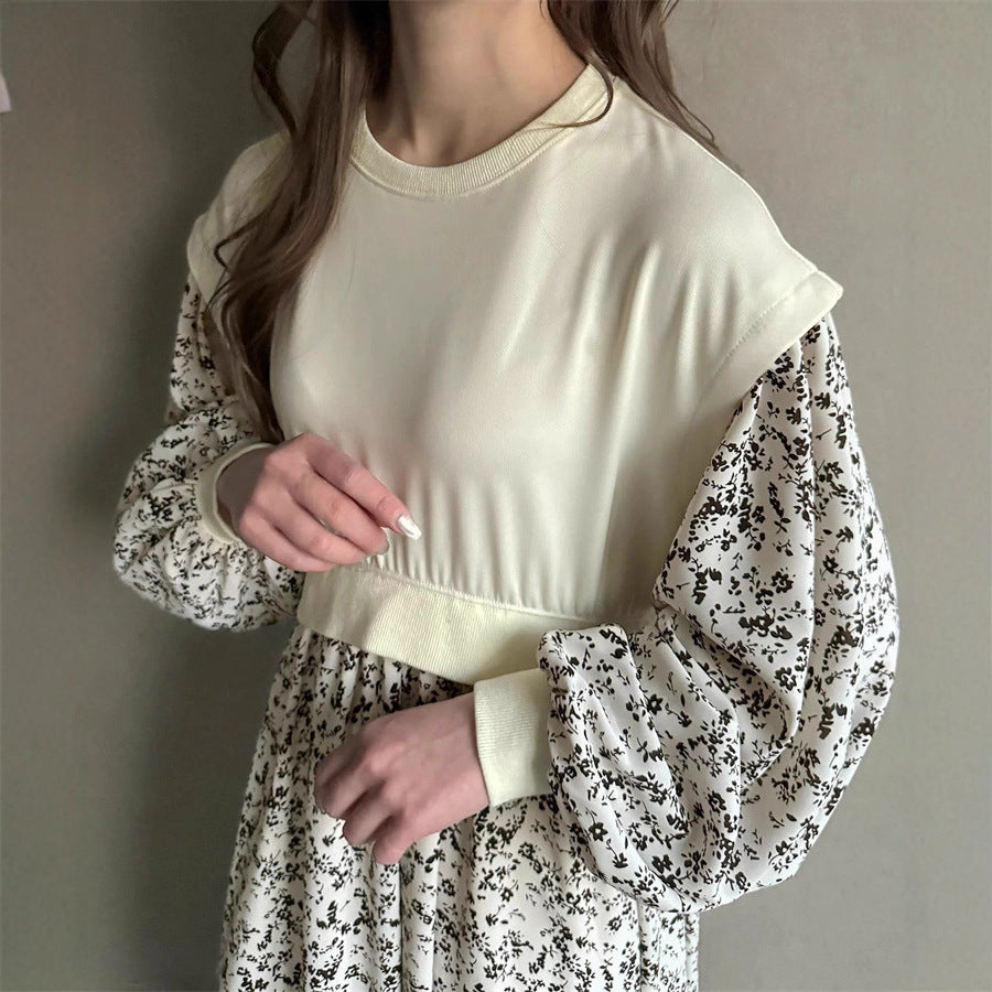 ワンピース 長袖 薄紫 M 美品 中古 ワンピース 長袖 2色 SS-M 花柄 ロング丈 上品 お嬢様 8131