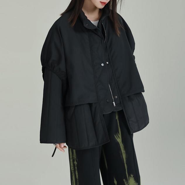 【24AW】【15～20日内発送】【アウター】ゆったり スタンドネック フェイクレイヤード 綿入れコート【AHシリーズ】