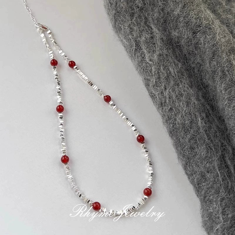 【🎁 B2G1｜先行スタート！】【グッズ】上品◎レッドアゲート×925純銀ネックレス｜存在感抜群のレディースアクセサリー