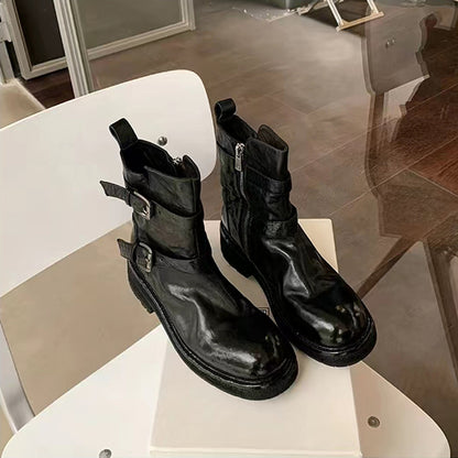 【シューズ】春秋冬 レトロ ヴィンテージ加工 ブーツ シューズ