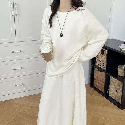 【セットアップ】春 秋 冬 ミディアム丈 セーター + ロングスカート 2点上下セット 【SNシリーズ】