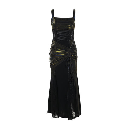 【ハロウィン】欧米風 エレガント レース バットスリーブ アシンメトリー ケープトップ＋ワンピース