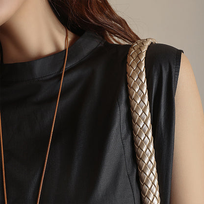 【トップス】夏 前後着用可能 ノースリーブ スタンドネック シャツ