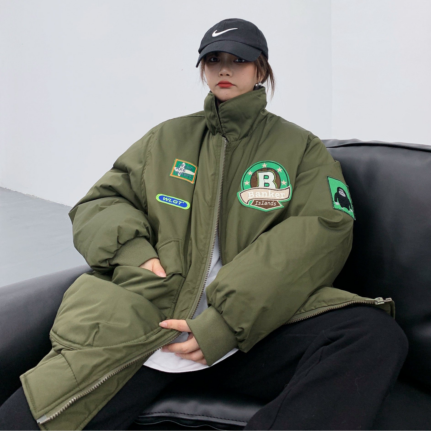 【アウター】春 秋 冬 アメリカンスタイル ゆったり 刺繍 厚手 綿入れコート【FCシリーズ】