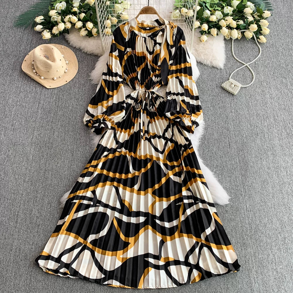 【ワンピース】【1枚で主役級】フレンチ・レトロ・マキシ長袖ワンピース ✨ 着痩せ叶う、大人の花柄【SHシリーズ】