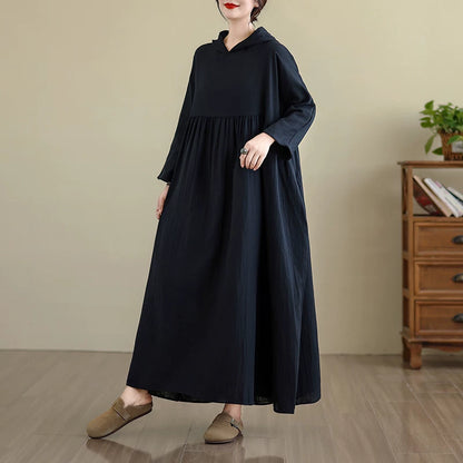 【60%OFF⭐️早い者勝ち】【ワンピース】フーディー 無地 長袖ワンピース 上品フェミニン レトロムード【JZシリーズ】