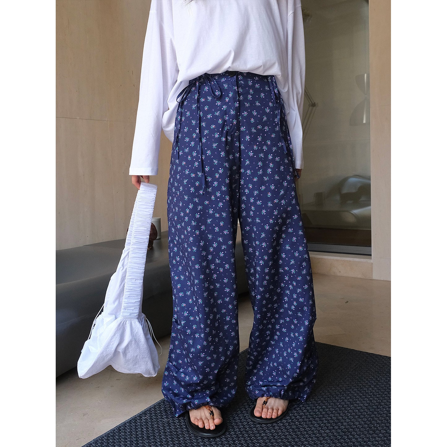 【ボトムス】おしゃれ 花柄 春夏秋 ゆったり 着痩せ カジュアル パンツ【SNシリーズ】