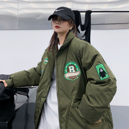 【アウター】春 秋 冬 アメリカンスタイル ゆったり 刺繍 厚手 綿入れコート【FCシリーズ】