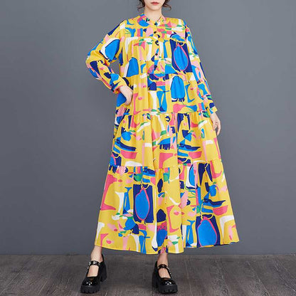 60%OFF⭐️期間限定【ワンピース】花柄 新作 大きいサイズ ゆったり ファッション プリント 切替 春夏 長袖ワンピース【SHシリーズ】