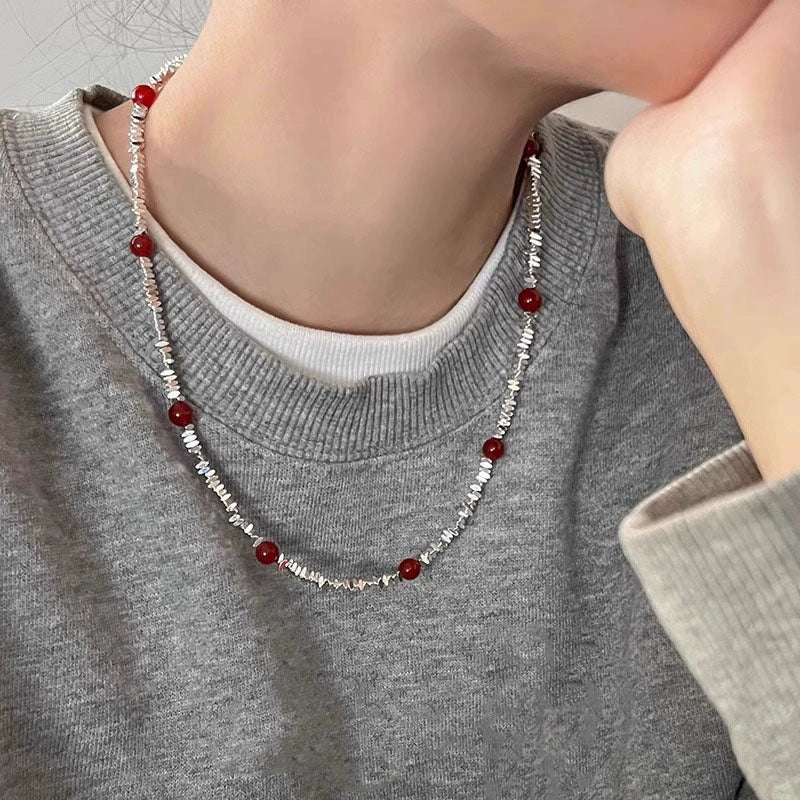 【🎁 B2G1｜先行スタート！】【グッズ】上品◎レッドアゲート×925純銀ネックレス｜存在感抜群のレディースアクセサリー