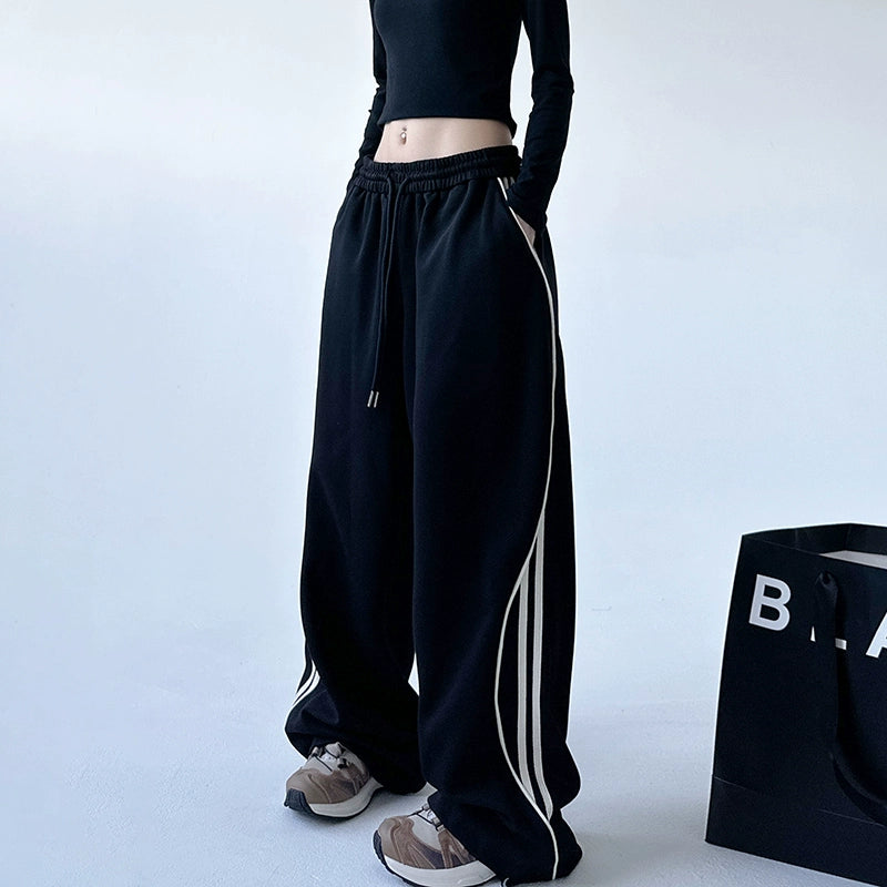 【ボトムス】ハイウエスト ゆったりワイドスウェット 秋冬 レディース カジュアルパンツ【FCシリーズ】