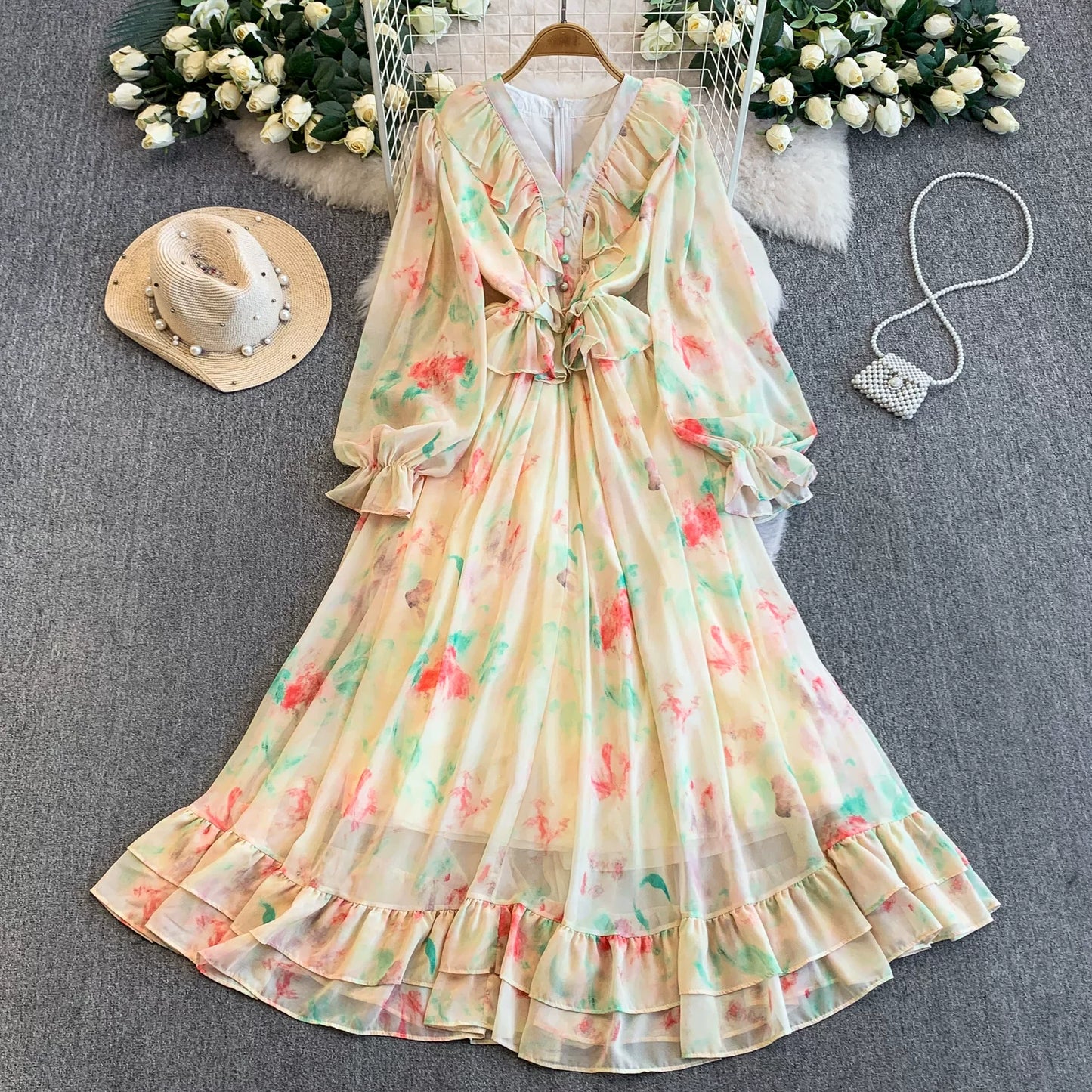 【ワンピース】一歩先のお洒落♡ 大人フェミニン 長袖ワンピース｜贅沢な揺れ感【SHシリーズ】