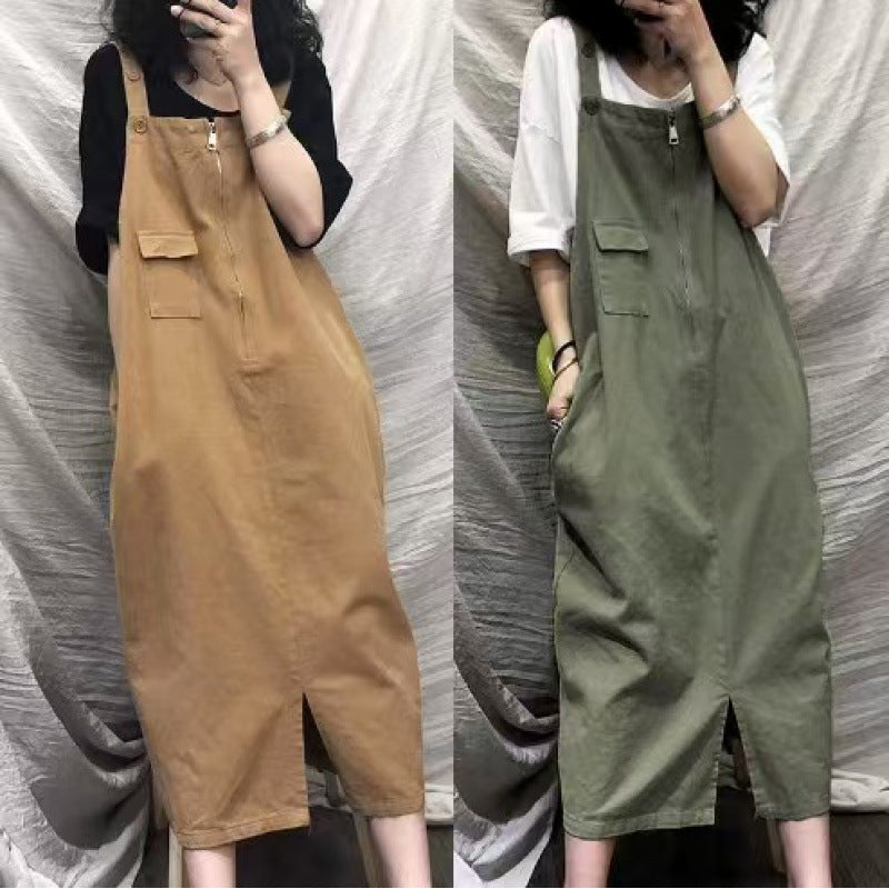 【ワンピース】レトロ ゆったり ミディ丈  レディース インスタ風 ノースリーブ キャミワンピース【JZシリーズ】