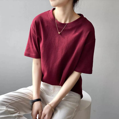 【トップス】無地 夏  ラウンドネック Tシャツ