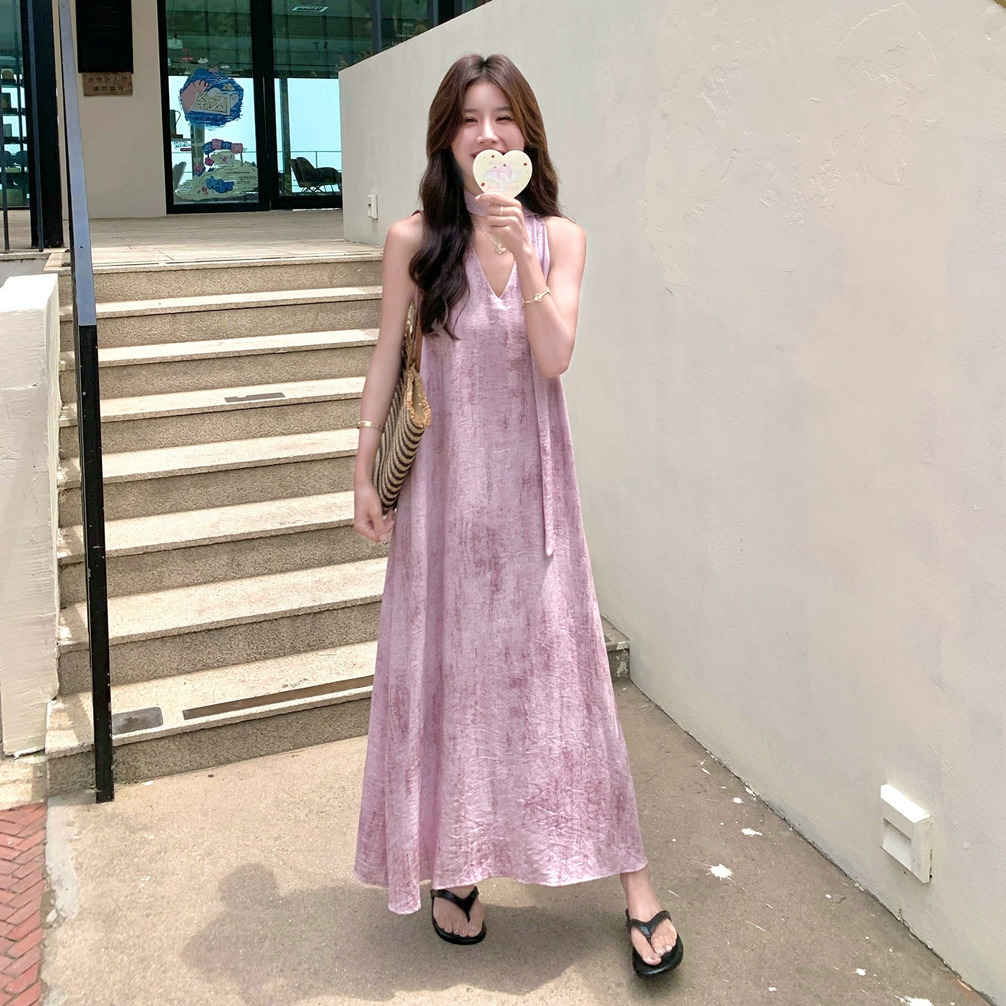 【ワンピース】夏 ビーチリゾート風 エレガント グラデーションデザイン ノースリーブワンピース【SHシリーズ】