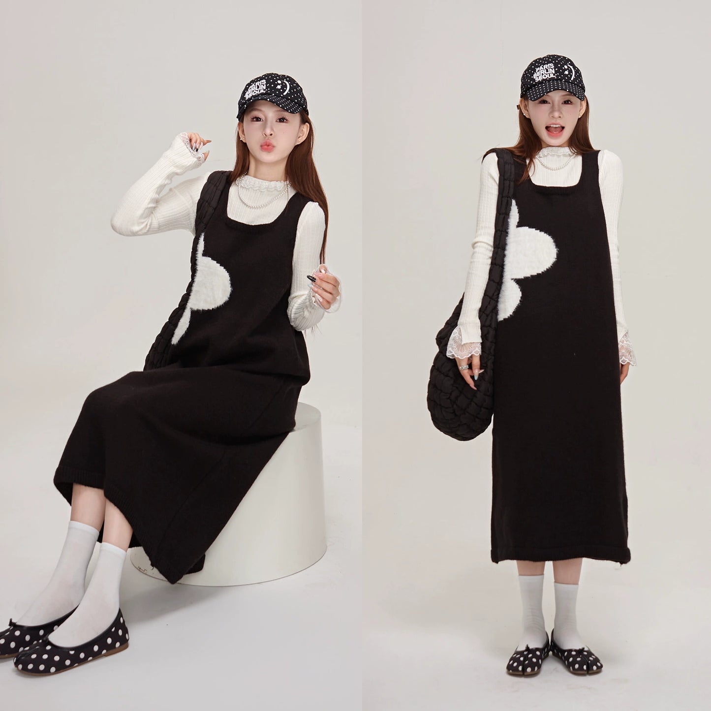 【ワンピース】💎エレガント＆高級感 ノースリーブワンピース 秋冬 レディース フレンチ風 ベストワンピ 【JZシリーズ】