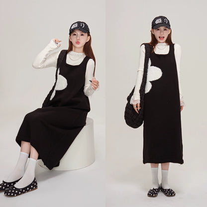 【ワンピース】💎エレガント＆高級感 ノースリーブワンピース 秋冬 レディース フレンチ風 ベストワンピ 【JZシリーズ】