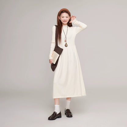 【ワンピース】万能インナーワンピース！ ニット長袖ワンピース レディース 秋冬 体型カバー ミディ丈【JZシリーズ】