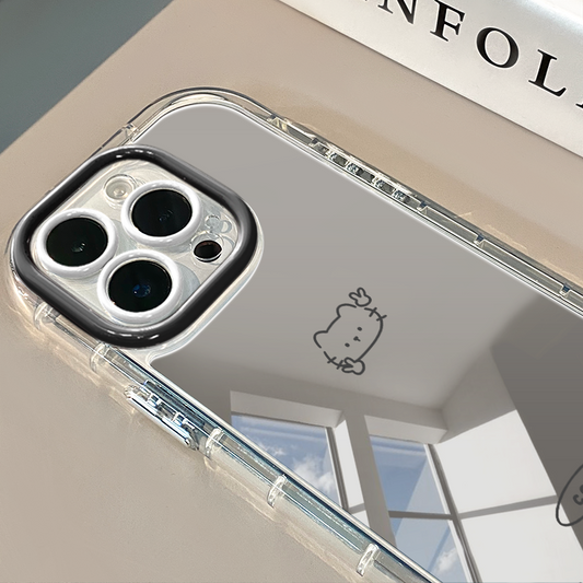 【グッズ】ビエライン 小猫デザイン iPhone17 Pro Max / iPhone16 / 15対応 ミラー クリームケース 可愛い 耐衝撃 トレンド ケース