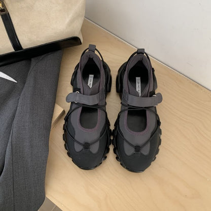 【シューズ】プラットフォームシューズ ラウンドトゥ 厚底 スポーツ パンプス/スニーカー