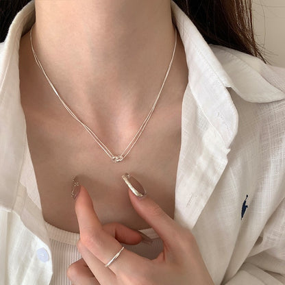 【グッズ】INS風 ダブルリング ネックレス レディース シンプル チェーンネックレス トレンド アクセサリー
