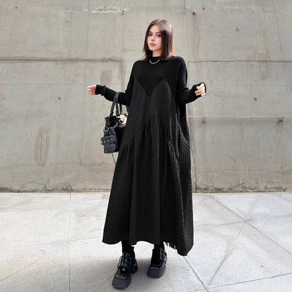 【ワンピース】切り替え 春 秋 冬 ダークテイスト長袖 ワンピース 【AHシリーズ】