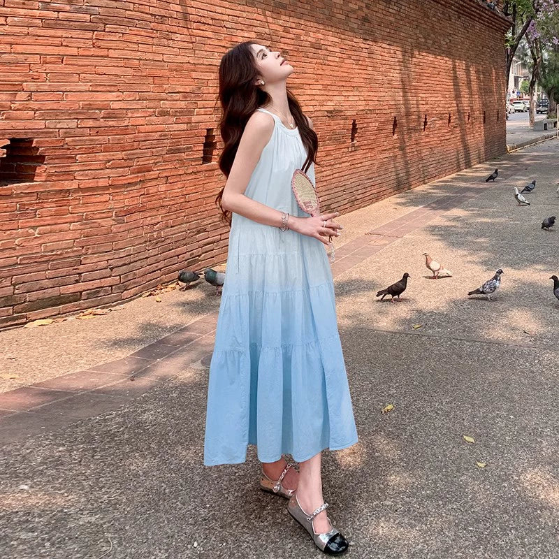 【ワンピース】フレンチ夏 スイートエレガント グラデーション ノースリーブワンピース【SHシリーズ】