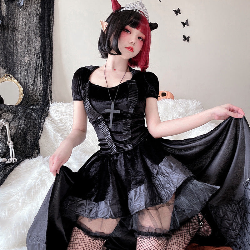 【ハロウィン】コスプレ 衣装 レディース 女王 ドレス ゴシック ダーク 女王様 魔女風 大人用 パーティー 仮装
