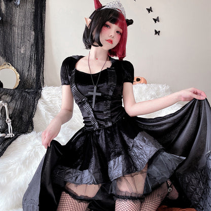【ハロウィン】コスプレ 衣装 レディース 女王 ドレス ゴシック ダーク 女王様 魔女風 大人用 パーティー 仮装