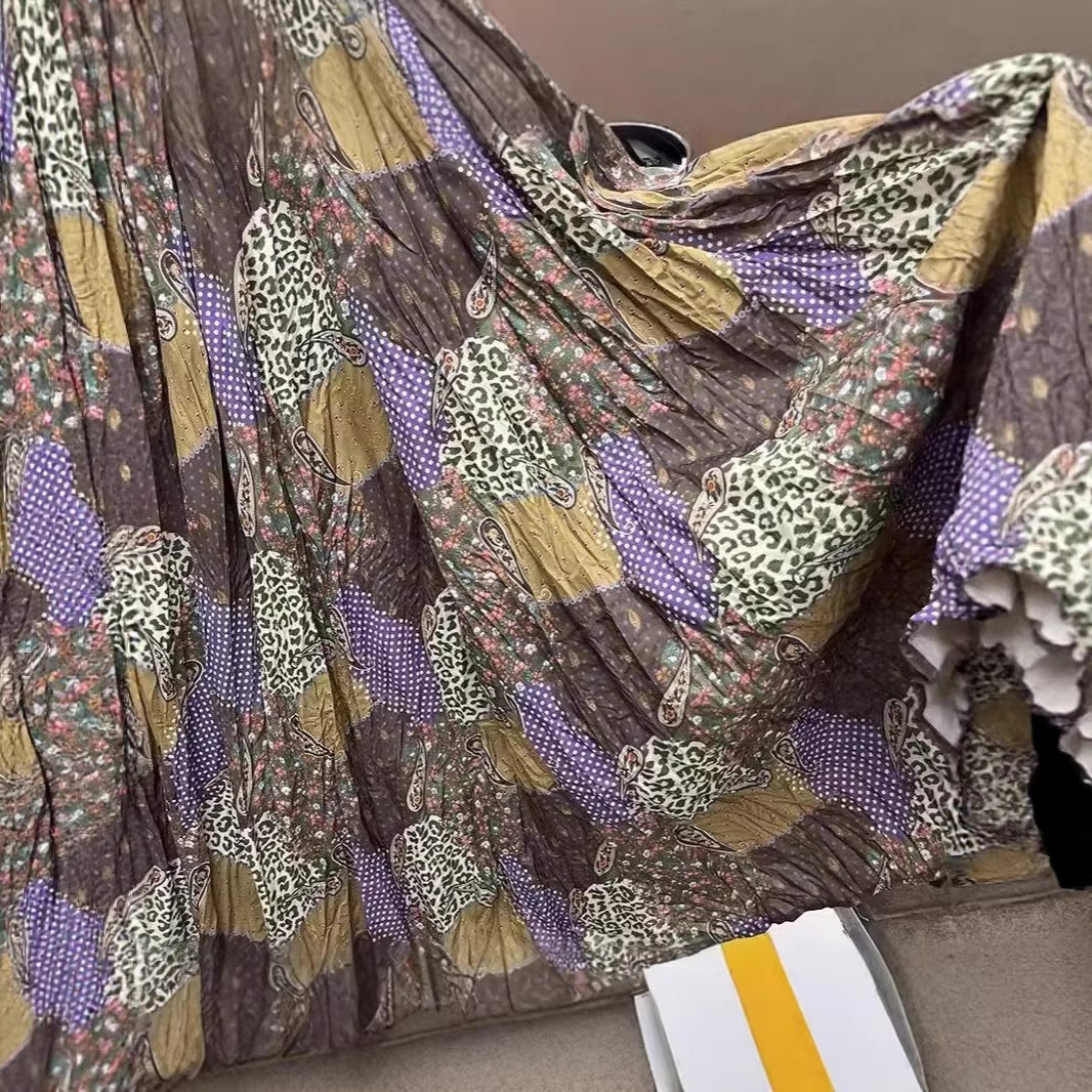 期間限定⭐️60%OFF【ボトムス】カジュアル ミドルウエスト 花柄生地 切り替え Aラインスカート 【SHシリーズ】