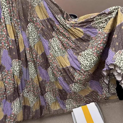 期間限定⭐️60%OFF【ボトムス】カジュアル ミドルウエスト 花柄生地 切り替え Aラインスカート 【SHシリーズ】