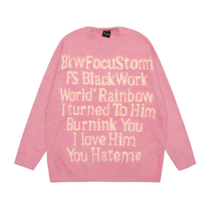 【トップス】アメリカンスタイル ロゴ入り ニット レディース 秋冬 ゆったり 中性風 カップル対応【FCシリーズ】