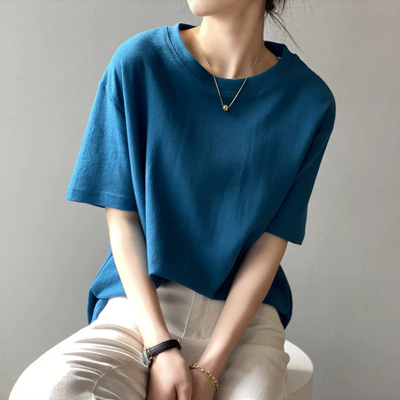 【トップス】無地 夏  ラウンドネック Tシャツ