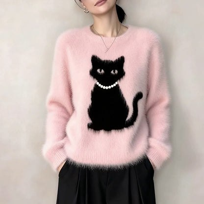 【トップス】ファッション ストリート 猫 合わせやすい ニットセーター