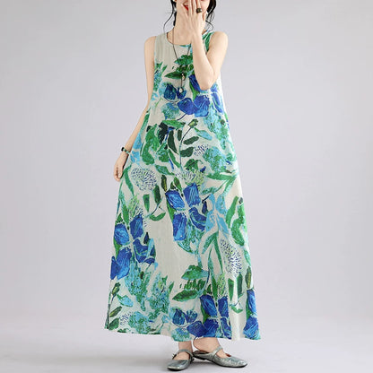 【ワンピース】ボヘミアン ロングワンピース レディース 大きいサイズ ノースリーブ 花柄 ゆったり リゾート風 夏ワンピース【SHシリーズ】