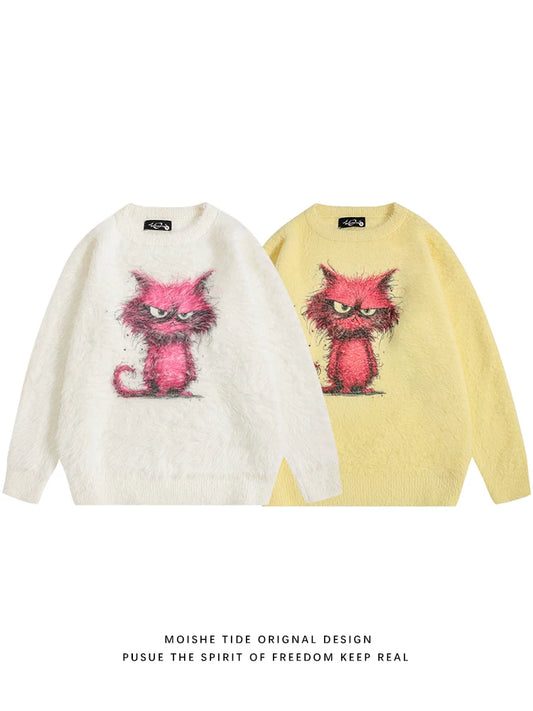 【67%OFF⭐️早い者勝ち】【トップス】ツンデレ 子猫 ふんわり 男女兼用 ゆったり モヘア ニット 【FCシリーズ】