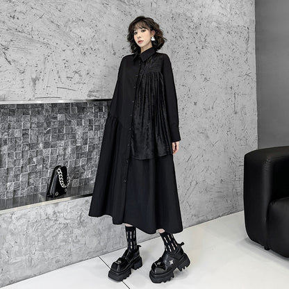 【ワンピース】春 秋 冬 ゆったり 無地 細見え 長袖 ワンピース 【AHシリーズ】