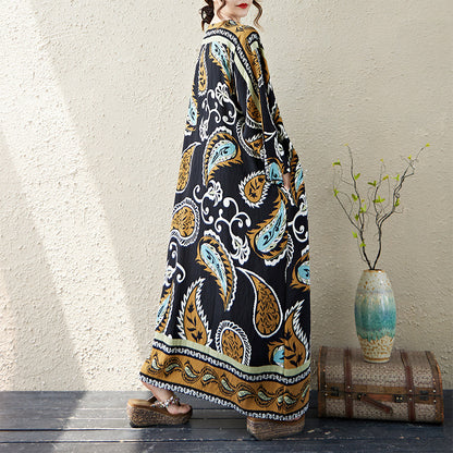 【ワンピース】フレンチ花柄ロングワンピース レディース 秋新作 大きいサイズ 長袖 ゆったり 大人上品【SHシリーズ】