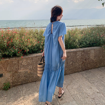 【ワンピース】クールエレガンス 高級感 背中開き 小技 半袖ワンピース 夏【JZシリーズ】