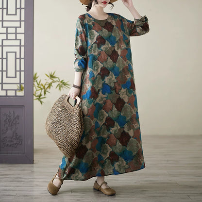 【ワンピース】大きいサイズ レディース 長袖 ワンピース リゾート風 ビーチドレス ボヘミアンスタイル ロングワンピース【SHシリーズ】